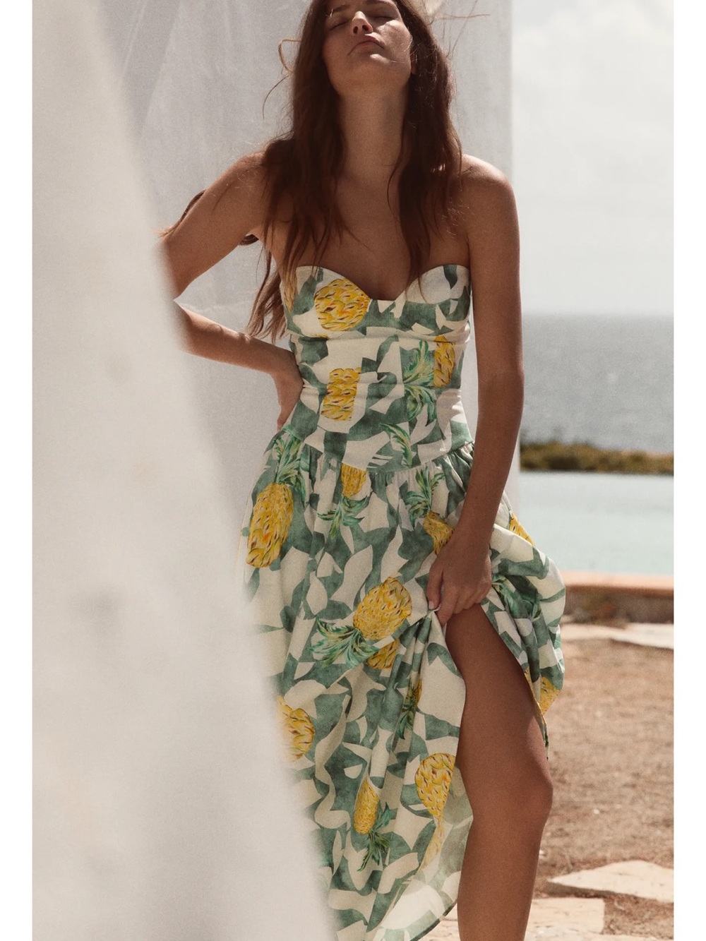 Zara FRUIT PRINT BUSTIER POPLIN DRESS - Picture 10 of 11
